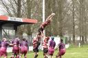 Llandovery skipper Jack Jones goes high in the line out in the 17-15 win over Ebbw Vale in January