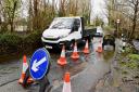 Swansea City Council coned off the flooding on Garnswllt Road