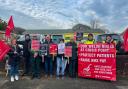 Cefin Campbell MS joins striking ambulance staff in Carmarthen.