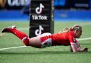 Brynamman born Hannah Jones (pictured scoring against Ireland earlier in the tournament) will captain Wales against England in the TikTok Women's Six Nations. Picture: David Davies/PA Wire