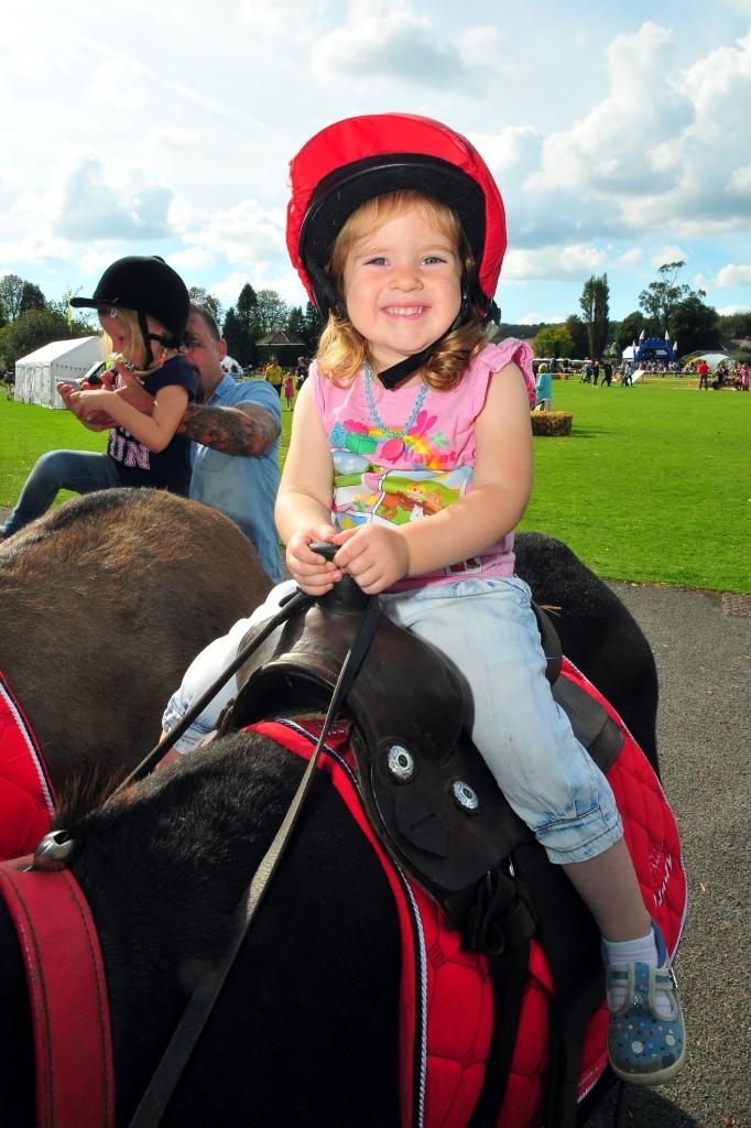 Two year old Ellie Murray enjoys her Donkey Ride.  Picture by Mark Davies