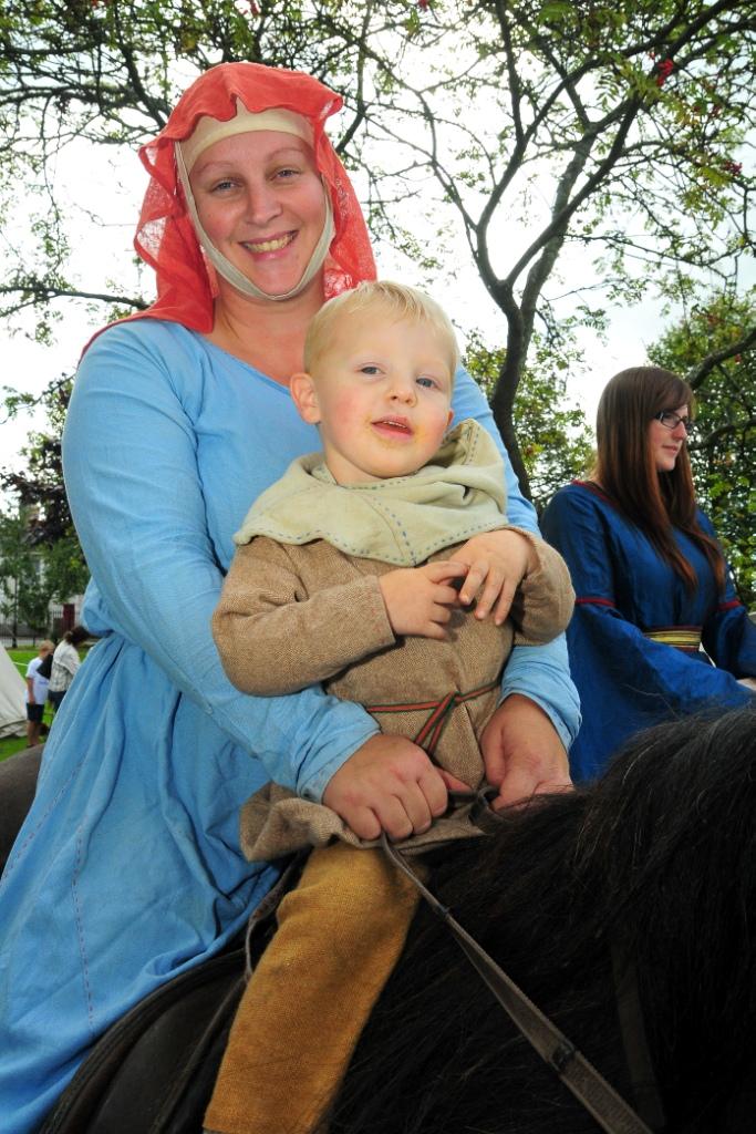 Kari Harris and two year old son Isaac enjoying the Twrch Trwyth Festival.  Picture by Mark Davies
