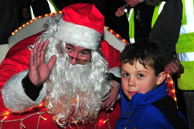 Father Christmas arrives at Llandeilo's Festival of the Senses on Friday night.  Picture by Mark Davies