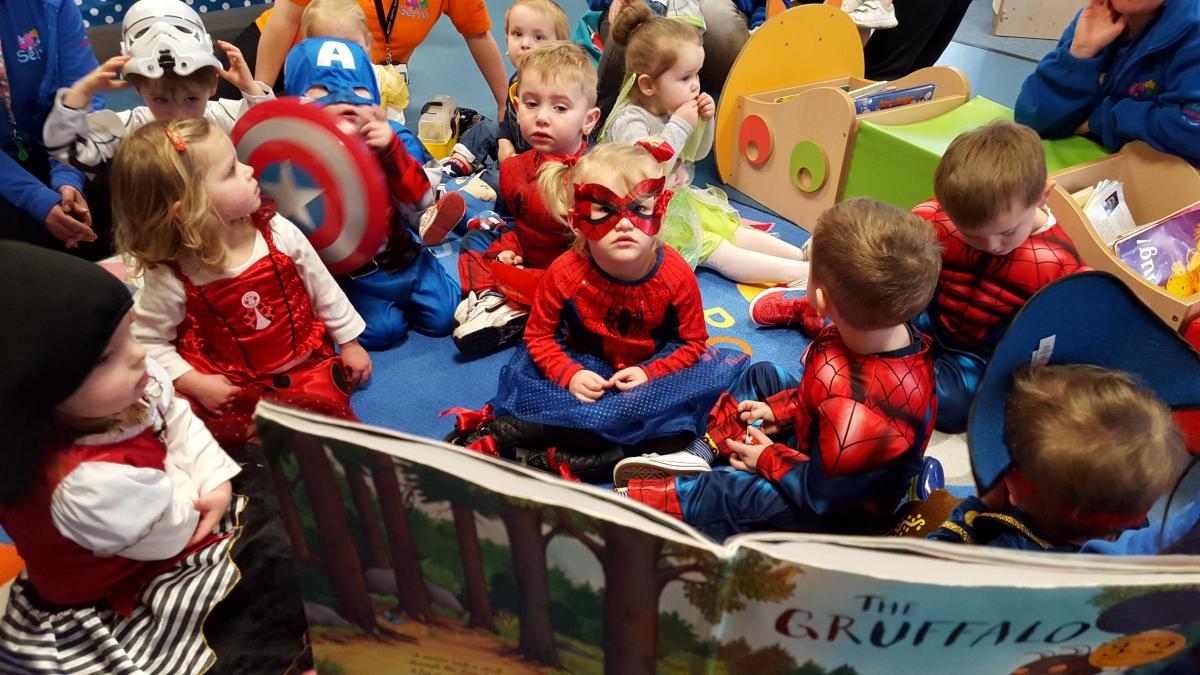 Ser Ni Flying Start Nursery in Llwynhendy saw two to three year olds gripped by Gruffalo tales. Pic: Ron Cant
