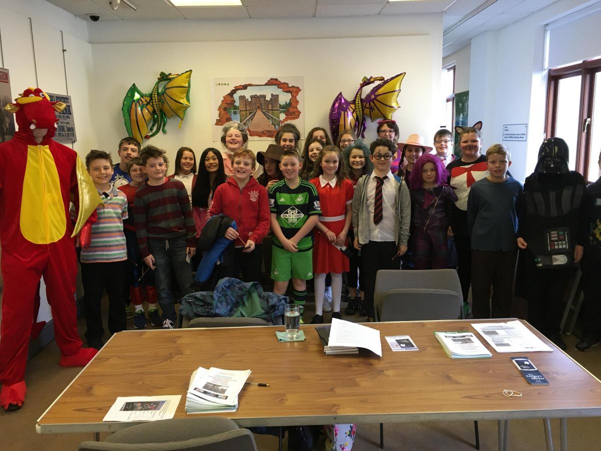 Ysgol Bro Banw junior pupils take part in World Book Day activities at Ammanford library.