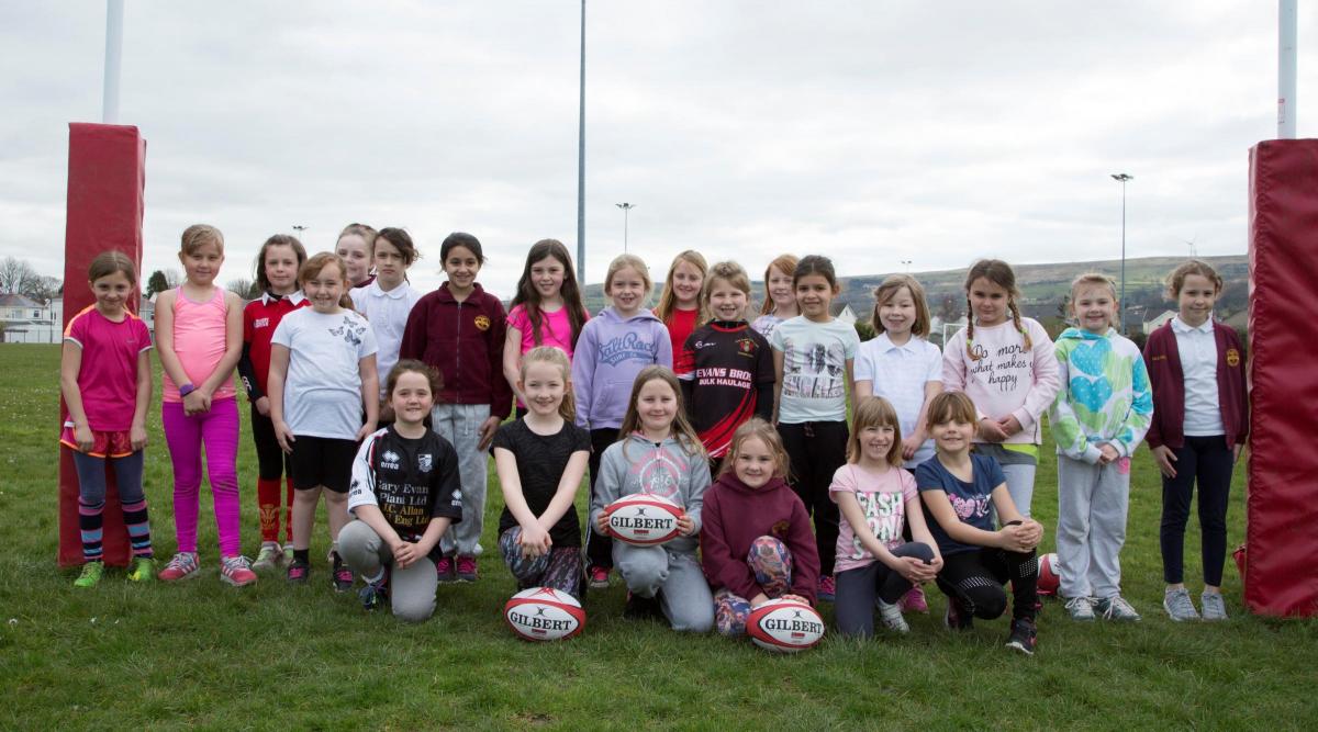 Girls from Llandybie primary school. Pic: Photo Cymru.