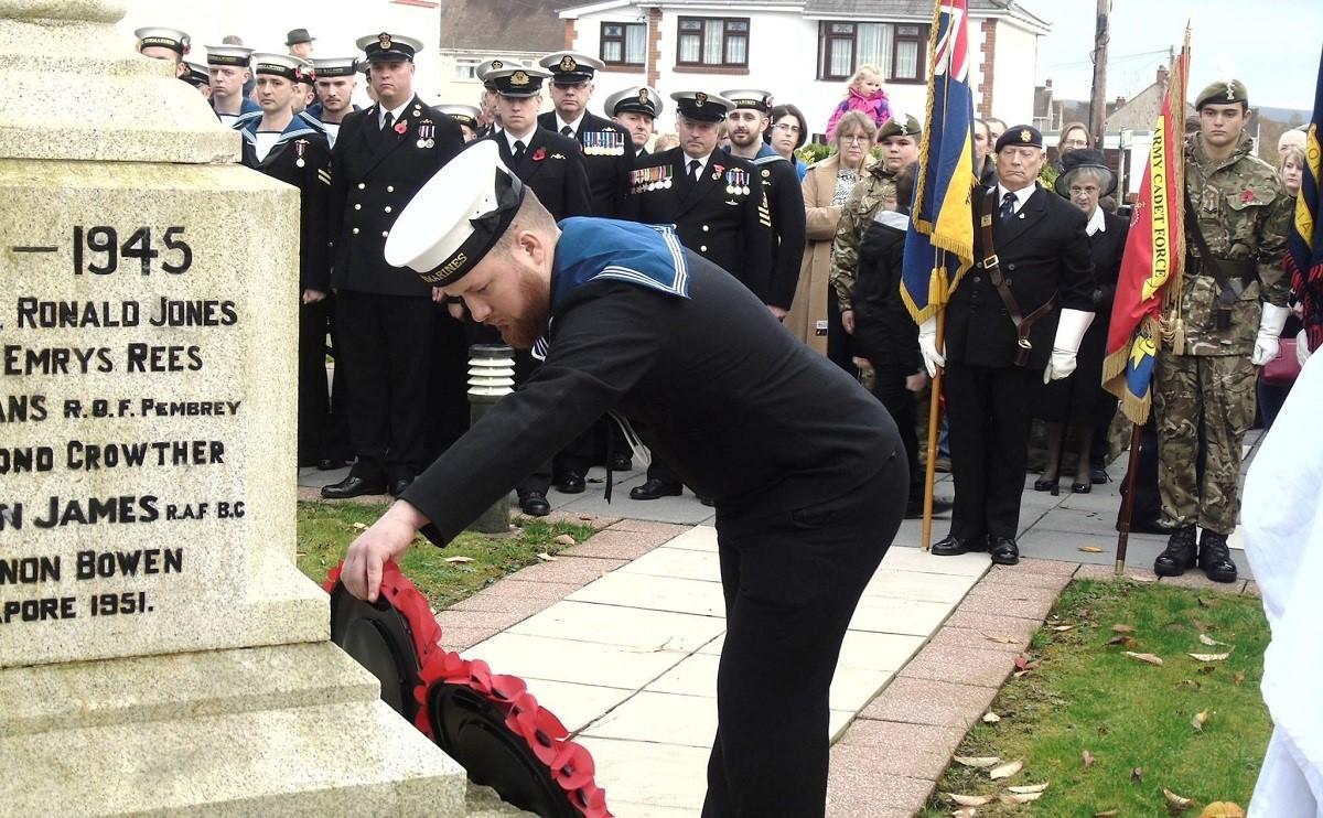 A wreath is laid at a Remembrance Day service at Crosshands Memorial Gardens.
Picture by Cadet Lance Corporal Chevy Gardiner. See inside for more pictures.