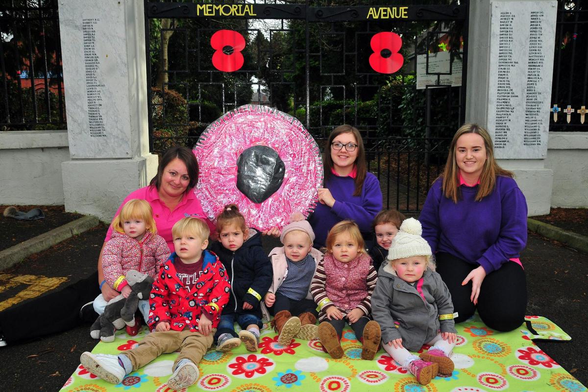 Toddlers from the Little School House day nursery in
Tycroes made their own wreath to lay at Ammanford
Picture: Mark Davies