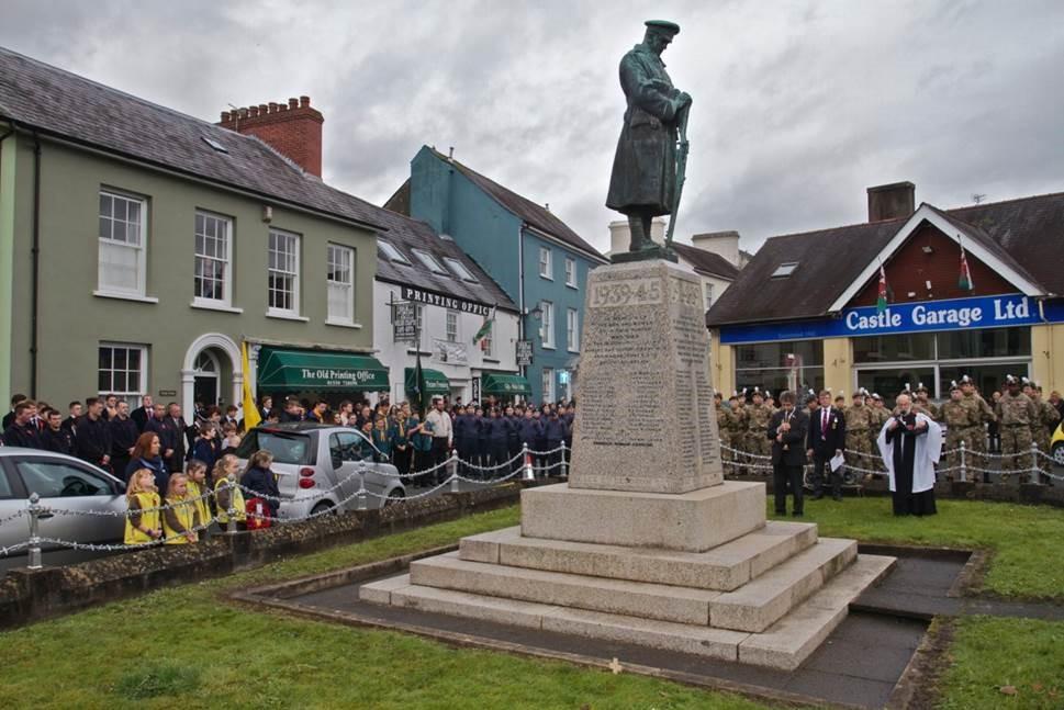 Large crowds pay their respect at Llandovery Remembrance Service. Pic: Will Click-Click