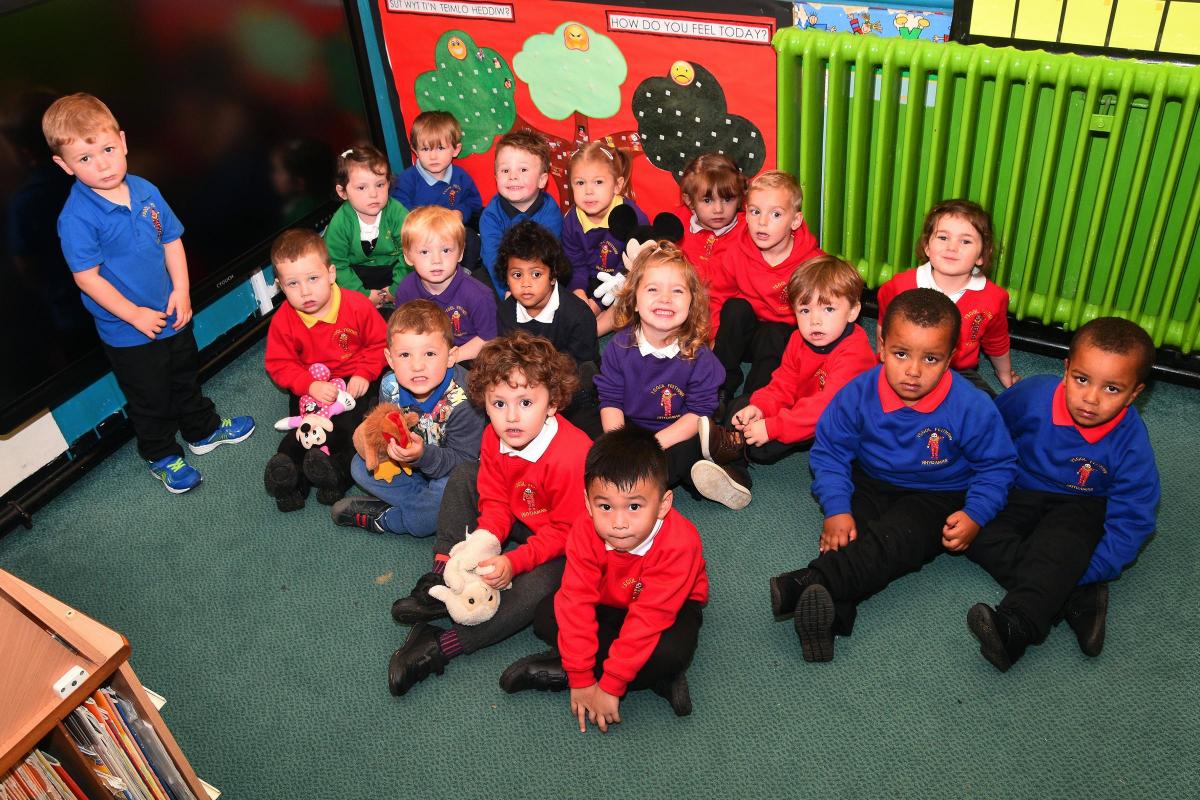 The new intake to the English class at Ammanford Nursery. Pic: Mark Davies