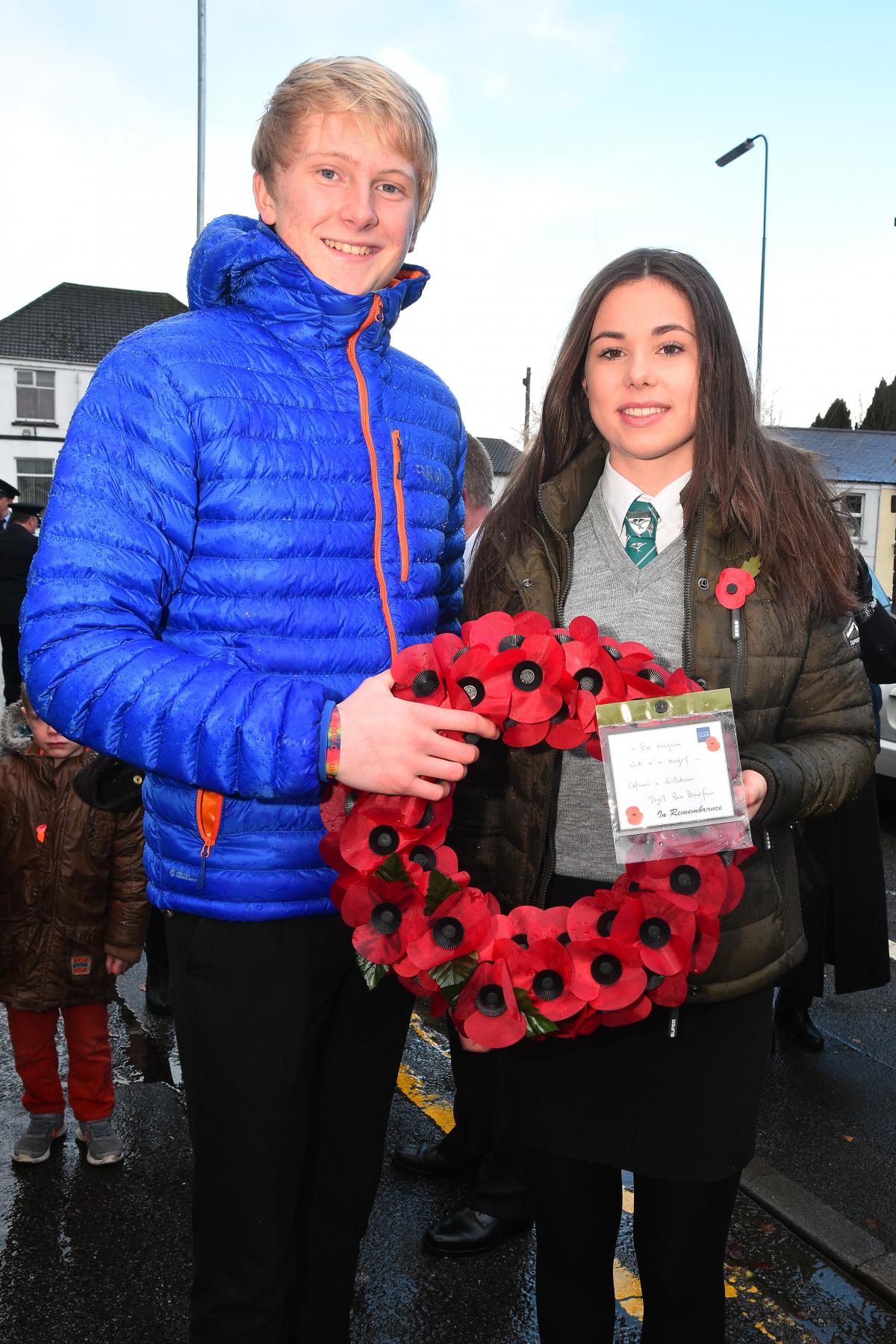 Ysgol Bro Dinefwr join Llandeilo's Remembrance Day Parade.