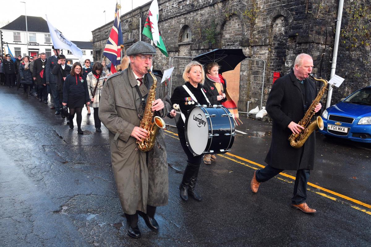 Llandeilo's Remembrance Day Parade makes it's way to the church.