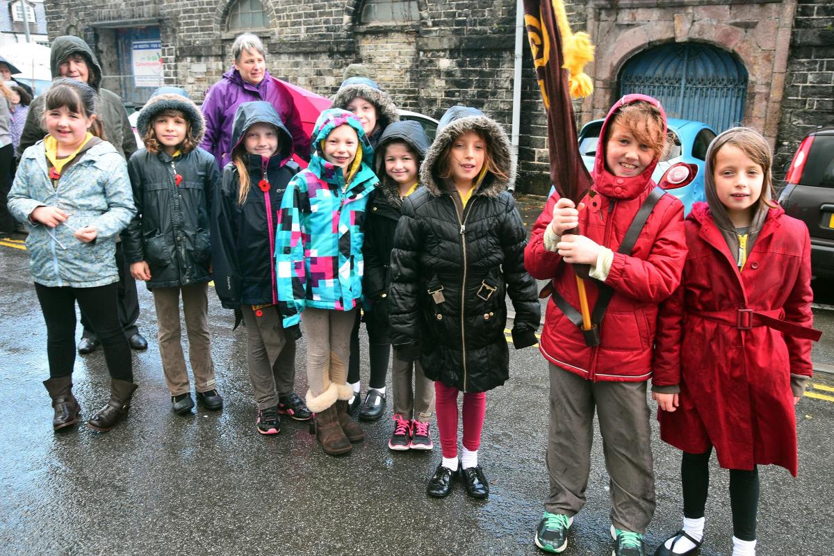 Llandeilo Brownies join the Remembrance Day Parade.