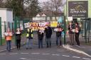 NEU members on strike at Dyffryn Aman.