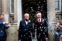 Ian Bell, left, and Ian Johnstone after the ceremony at Darlington register office