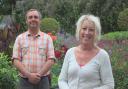 Carol Klein filming at Aberglasney Gardens with Head Gardener, Joseph Atkin