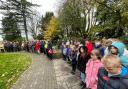 The pupils at the service held at Betws Park