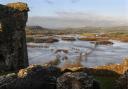 The flooded Towy valley from the ramparts of Dryslwyn Castle on Saturday morning.