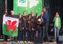 Llandovery junior football club's under 13's are presented with their trophy at the International Football Festival in Germany in 2015.