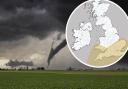 A tornado warning has been issued for Wales and much of South West England