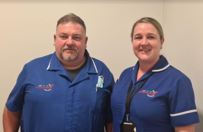 Carmarthenshire Council home carer Anthony John and senior carer Lisa Jones (pic submitted and free for use for all BBC wire partners)