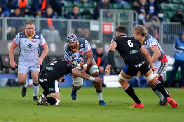 Sione Kalamafoni (pictured being tackled by Bath's Tom Dunn) has been allowed to play in this weekend's Scarlets fixture against Cardiff following his red card against the team last weekend.