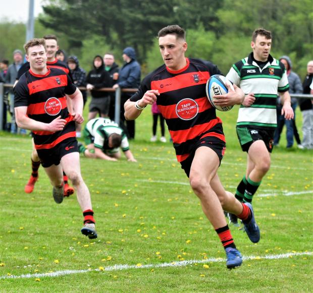South Wales Guardian: Nick Morris scores after an epic run from halfway. Picture: John Davies