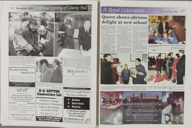 Some of the Queen's previous visits in the Western Telegraph in 2001.