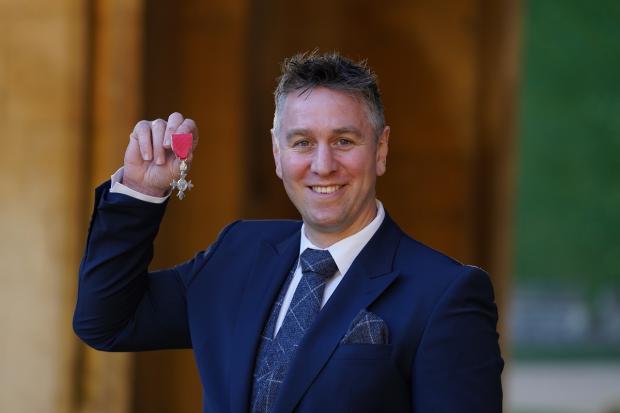 South Wales Guardian: Ryan Jones was awarded an MBE at Windsor Castle in February 2022 for services to rugby and charity. Picture: Steve Parsons/PA Wire