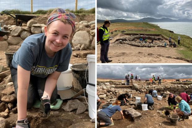 Archaeologists are completing their excavations on the cliffs above Dinas Dinlle.