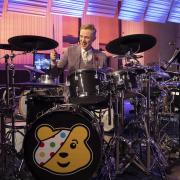 BBC weatherman Owain Wyn Evans who has completed his 24-hour drumathon for Children In Need, raising more than £1.6 million for the charity  Picture: PA/BBC