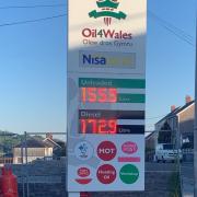 The price of petrol at Drefach. Picture: Nisa Local Drefach