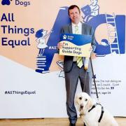 Jonathan Edwards during the visit to Guide Dogs