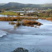 The River Towy was one of a number of local rivers to have a flood warning in place on Saturday morning