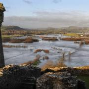 The flooded Towy valley from the ramparts of Dryslwyn Castle on Saturday morning.