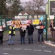 NEU members on strike at Dyffryn Aman last month.