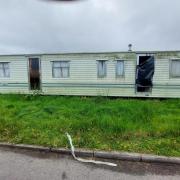 The caravan which was dumped in Penyrallt more than two years ago.