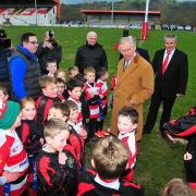 Then-Prince Charles at Llandovery RFC in 2016.