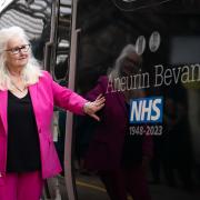 Aneira Thomas was born in Amman Valley Hospital, becoming the first baby born on the NHS. Today, she unveiled a train named after the founder Aneurin Bevan to celebrate 75 years of the NHS. Picture: GWR