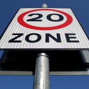 A general view of a 20mph speed limit sign.