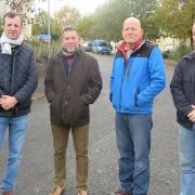 Jonathan Edwards met up with residents and Llandeilo mayor Christoph Fischer in relation to the proposed 88 homes.