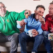 Settee screenings in Brynaman for Gogglebocs Cymru stars Huw, Mike and Stephen.