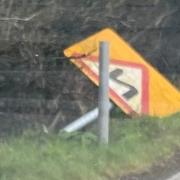 A number of road signs in Llangadog have been removed