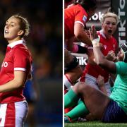 Hannah Jones (L) and Keira Bevan (R, facing camera) will start for Wales Women against Scotland Women on Saturday