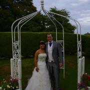 WEDDING BELLE: Tumble couple Dale Flear and Jane Phillips were married at the Ashburnham Hotel, Llanelli on Friday, August 23.
