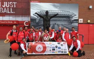 The group arrived at Anfield after walking 160 miles. Picture: Ryan4Leukaemia